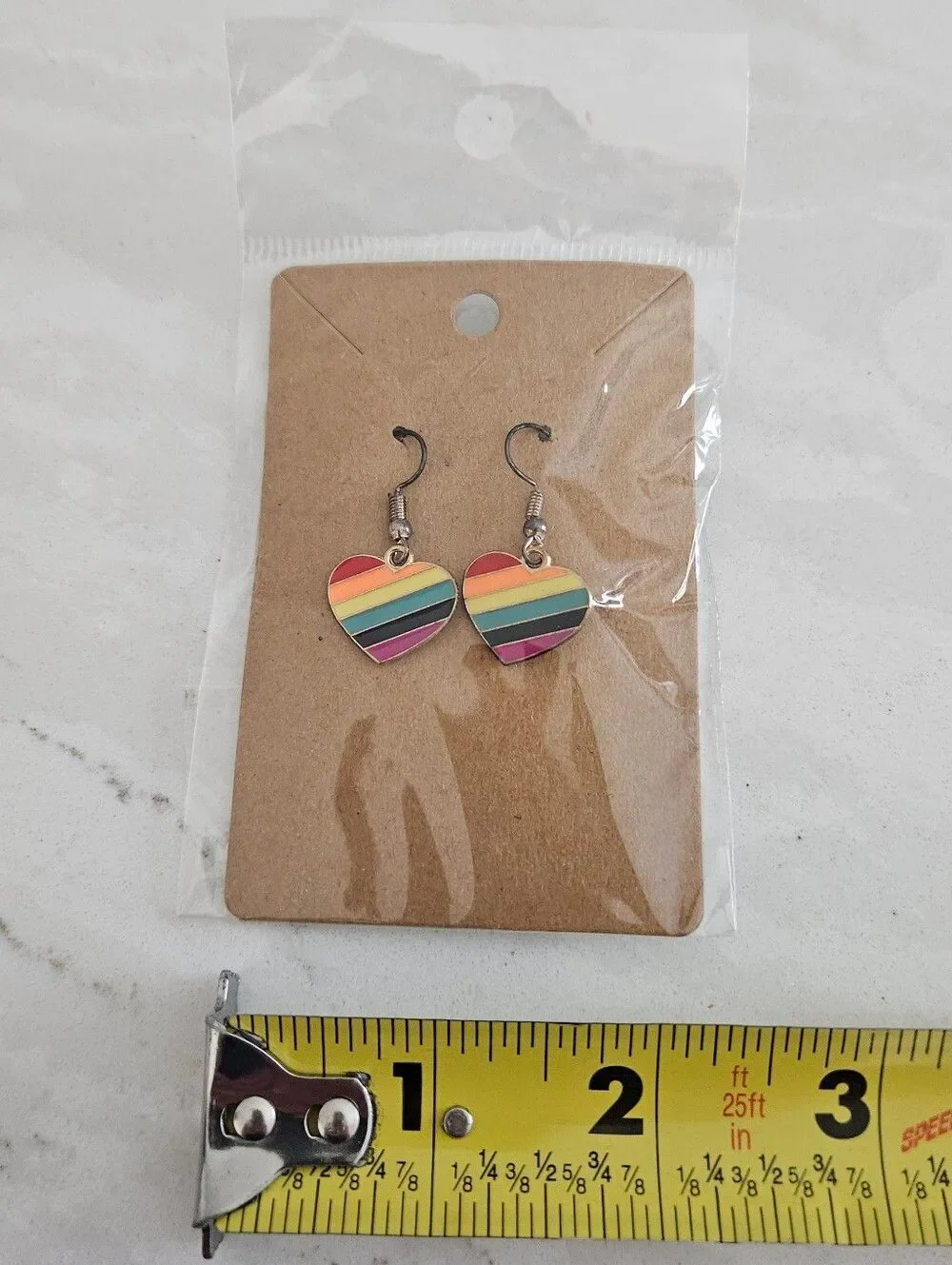 Rainbow Striped Heart Earrings